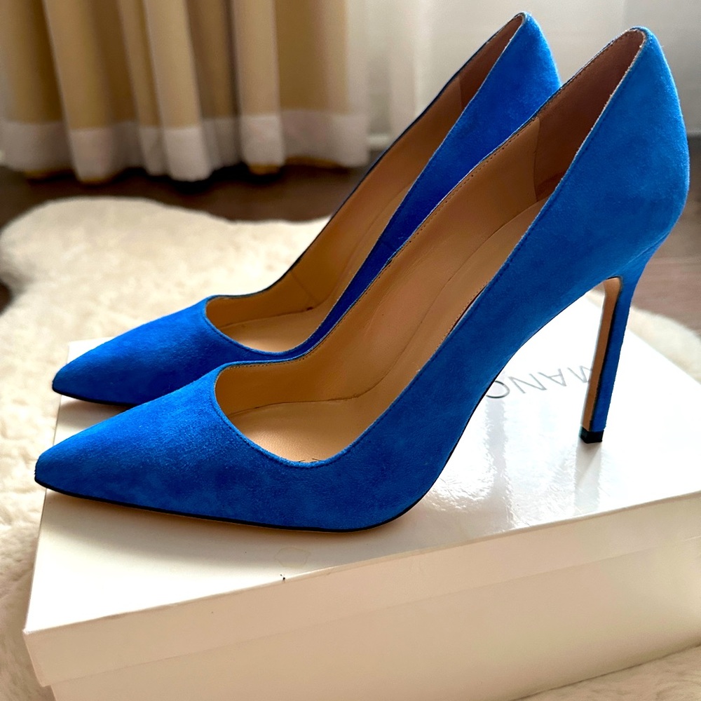 Brand New Manolo Blahnik BB Blue Suede 105mm hills